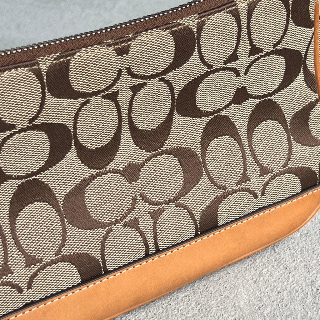 Coach | CC Monogram Canvas Tan Leather Signature Structured Shoulder Bag