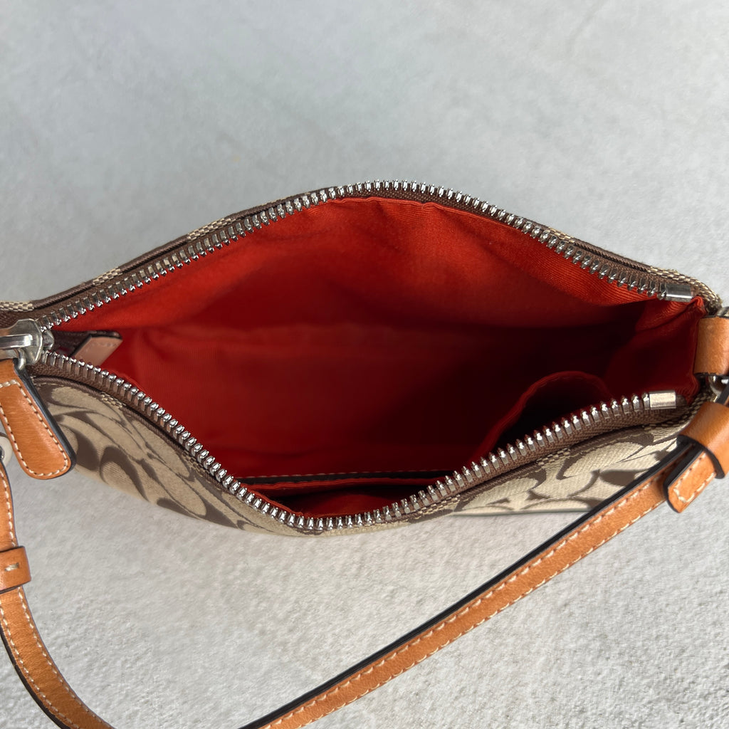 Coach | CC Monogram Canvas Tan Leather Signature Structured Shoulder Bag