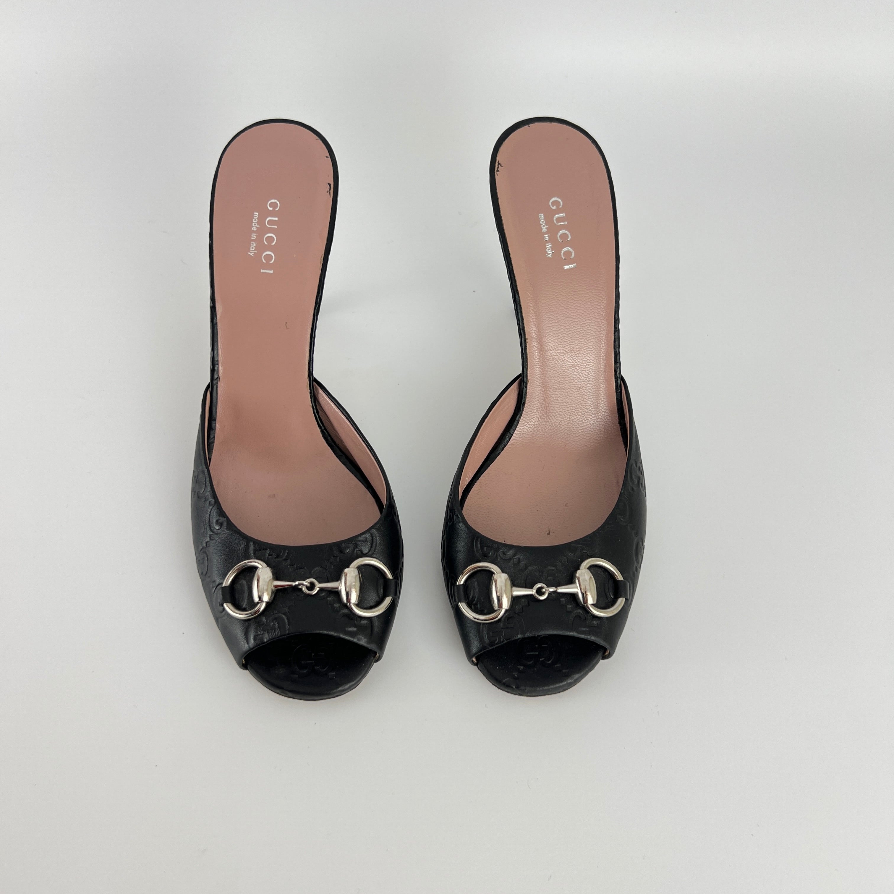Gucci | Vintage Guccissima Horse Bit Monogram Mules Sandal Heels (37)