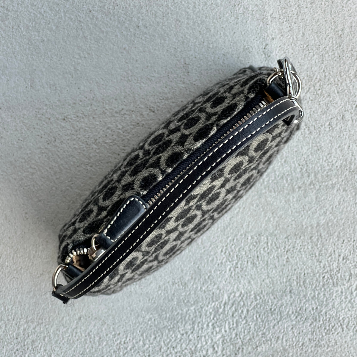 Coach | Y2K Navy CC Jacquard Monogram Top Handle Silver Hardware Shoulder Bag