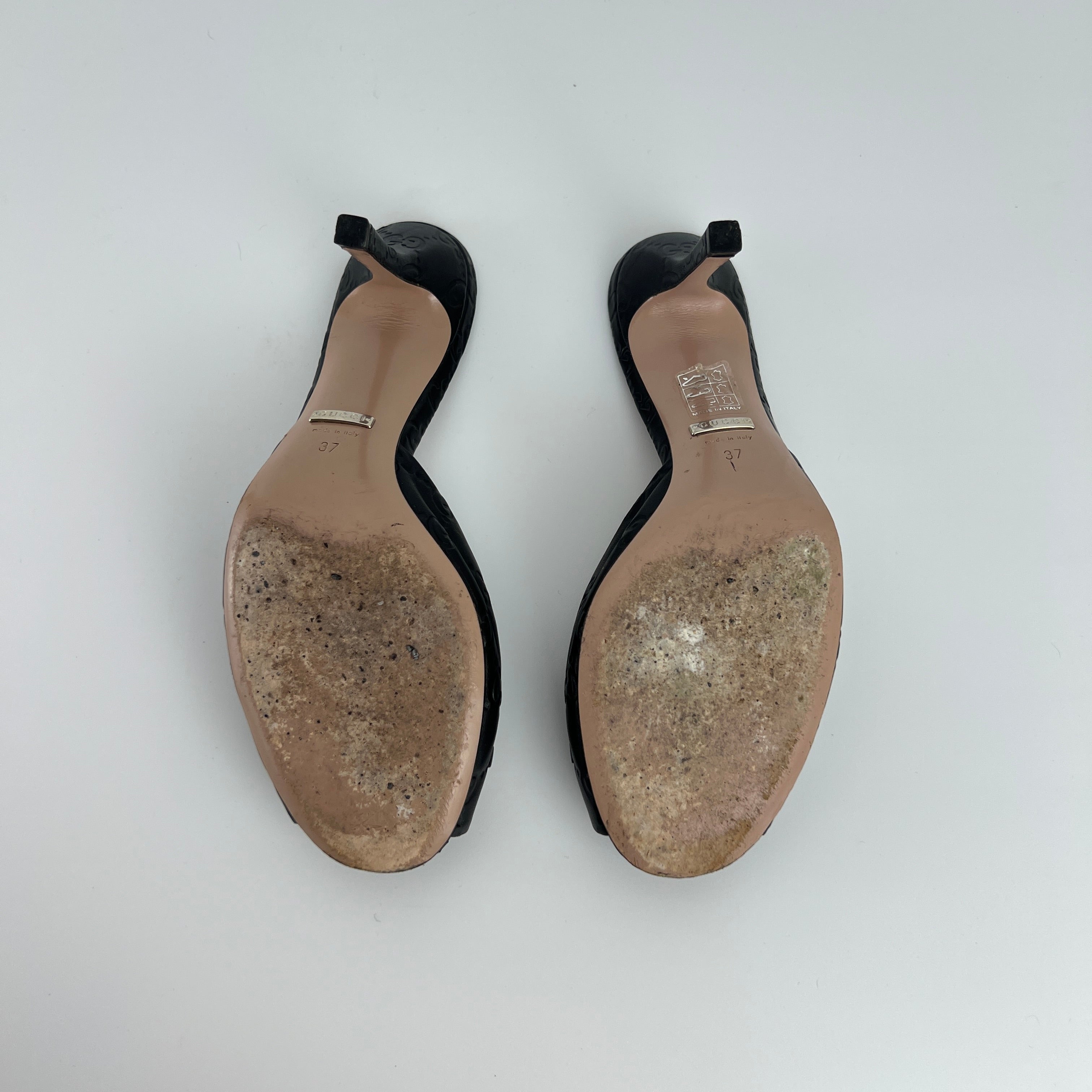 Gucci | Vintage Guccissima Horse Bit Monogram Mules Sandal Heels (37)