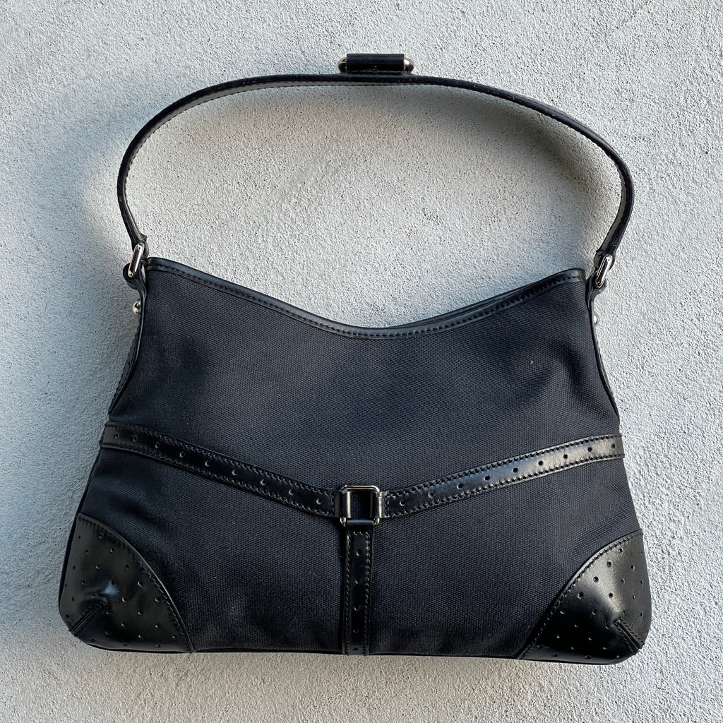 Gucci | Rare Tom Ford Era 2000s Interlocking GG Logo Reins Silver Hardware Shoulder Bag