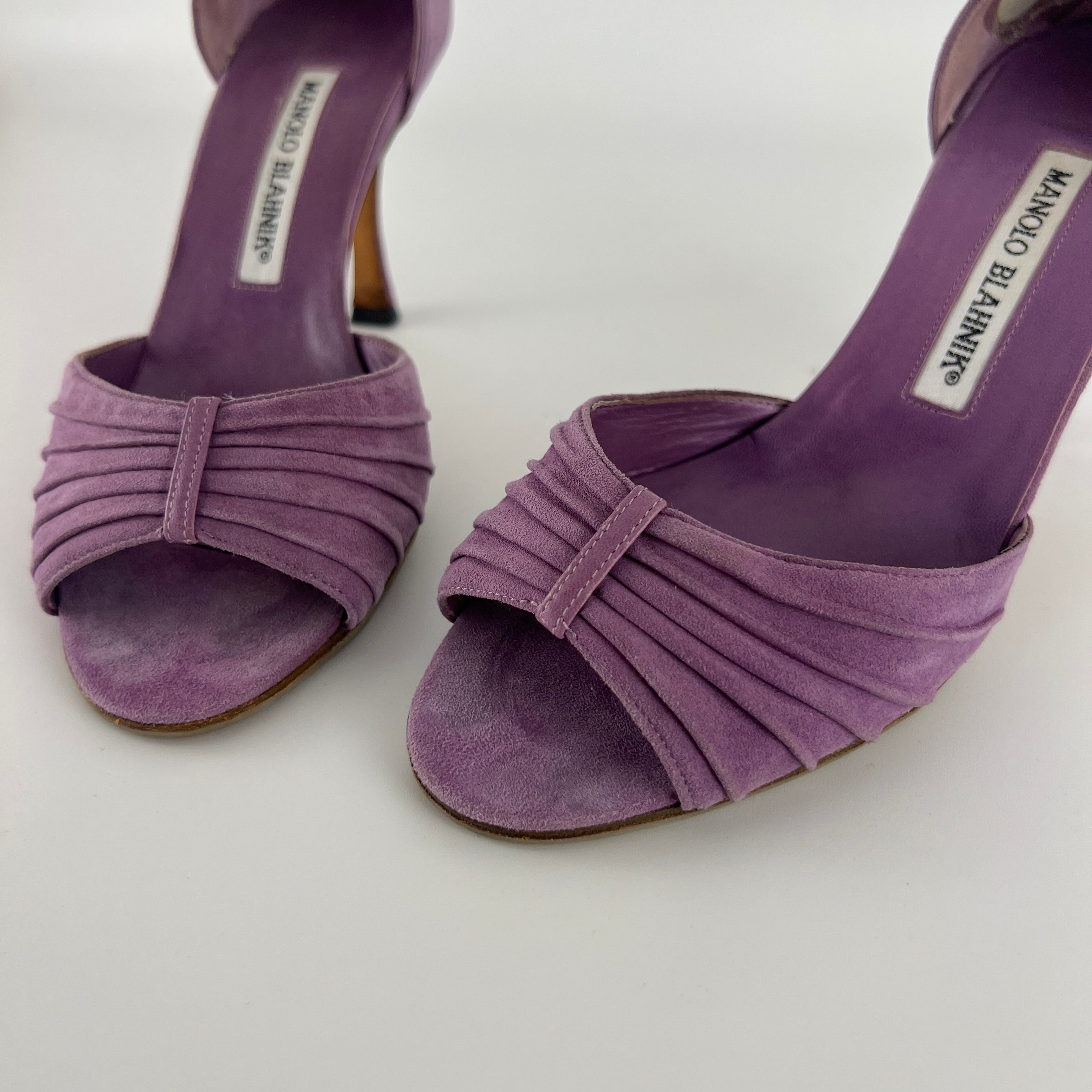 Manolo Blahnik | Purple Suede Leather D'Orsay Peep Toe Heels (35.5)