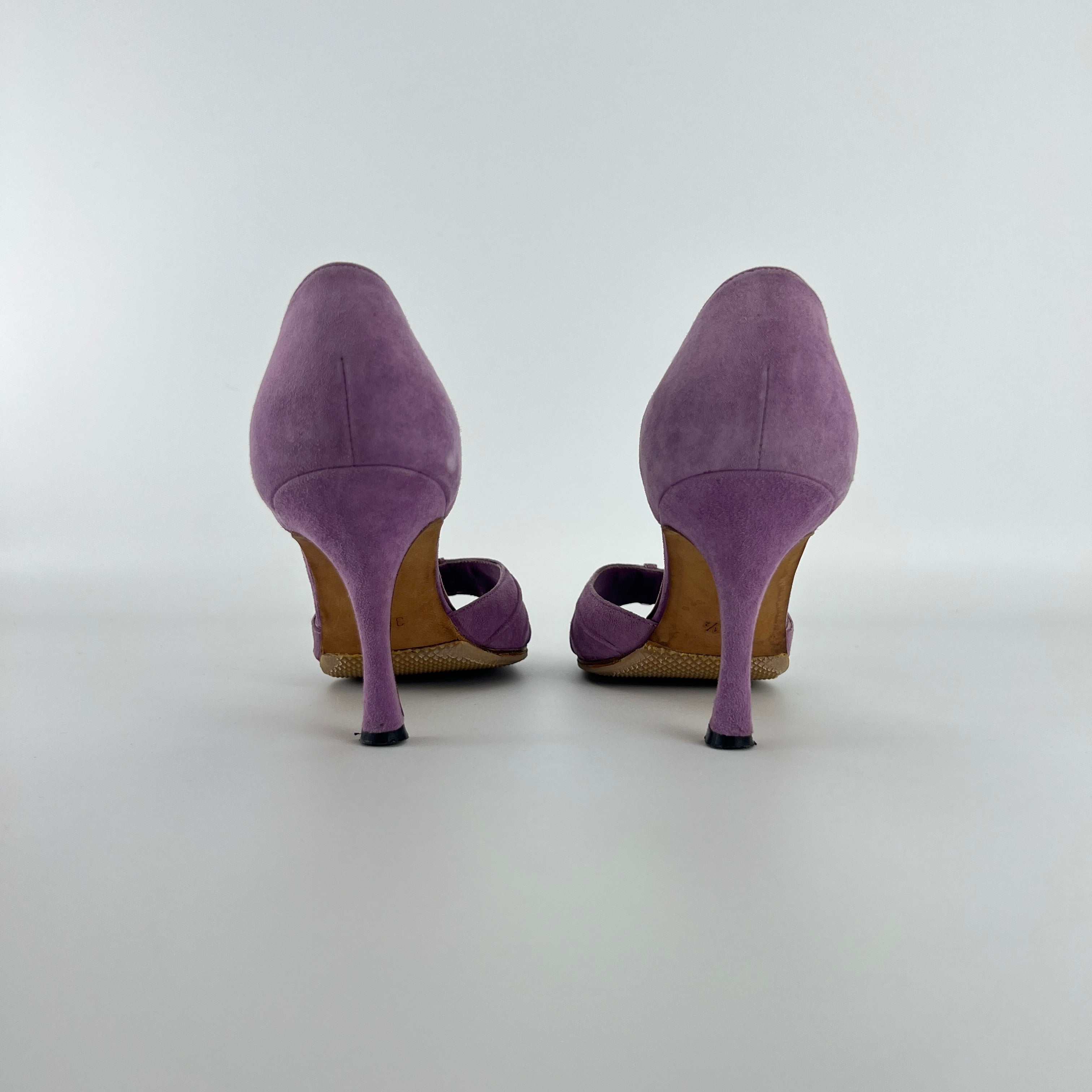 Manolo Blahnik | Purple Suede Leather D'Orsay Peep Toe Heels (35.5)
