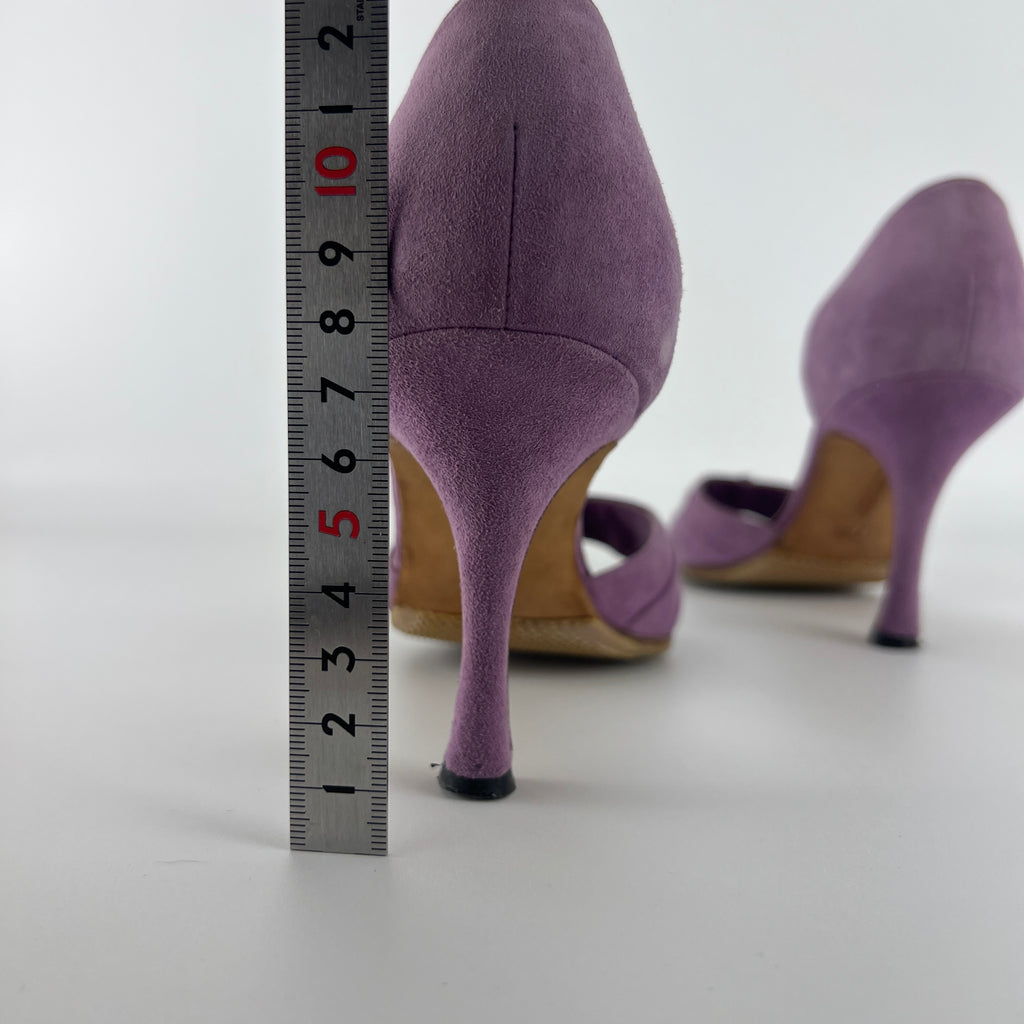 Manolo Blahnik | Purple Suede Leather D'Orsay Peep Toe Heels (35.5)