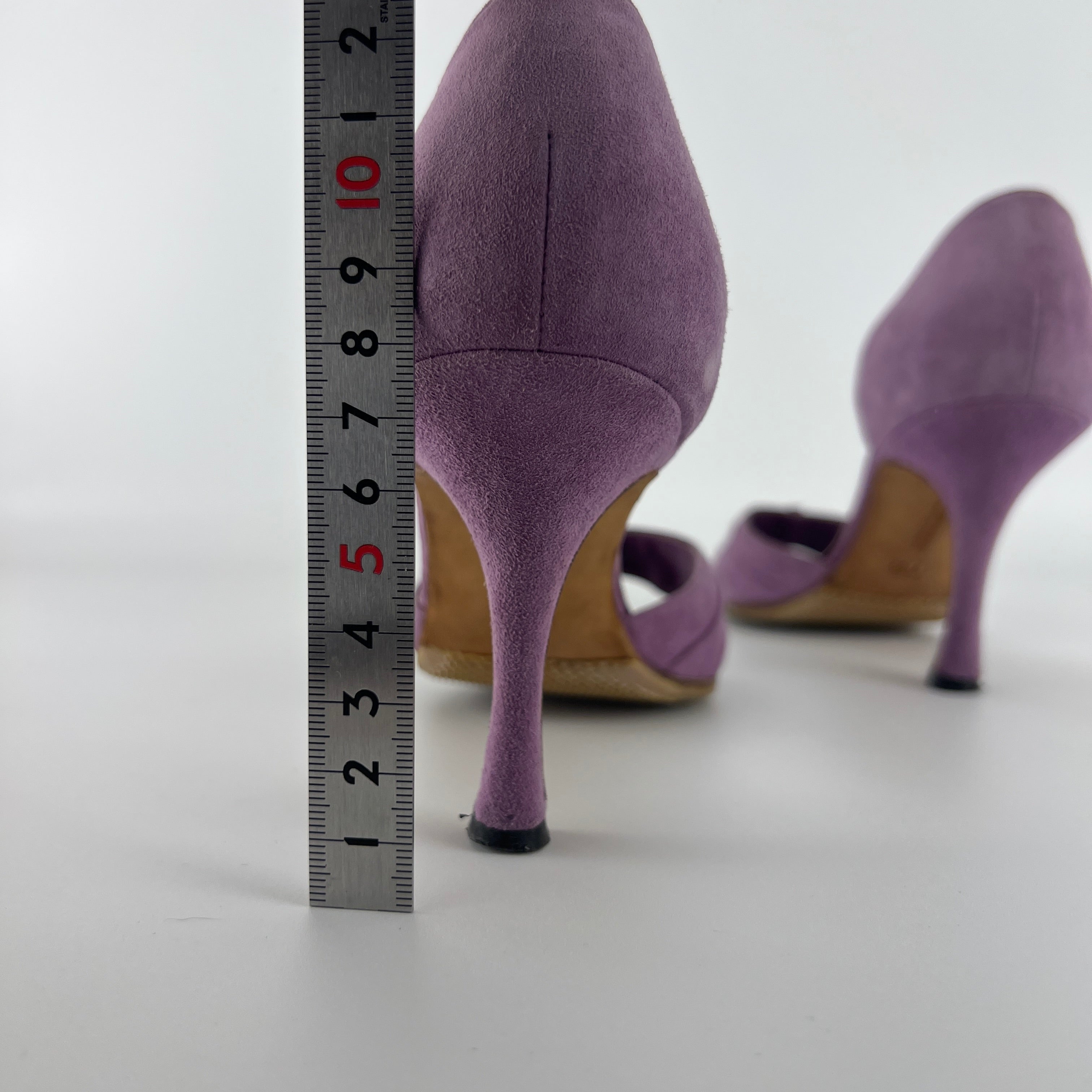 Manolo Blahnik | Purple Suede Leather D'Orsay Peep Toe Heels (35.5)