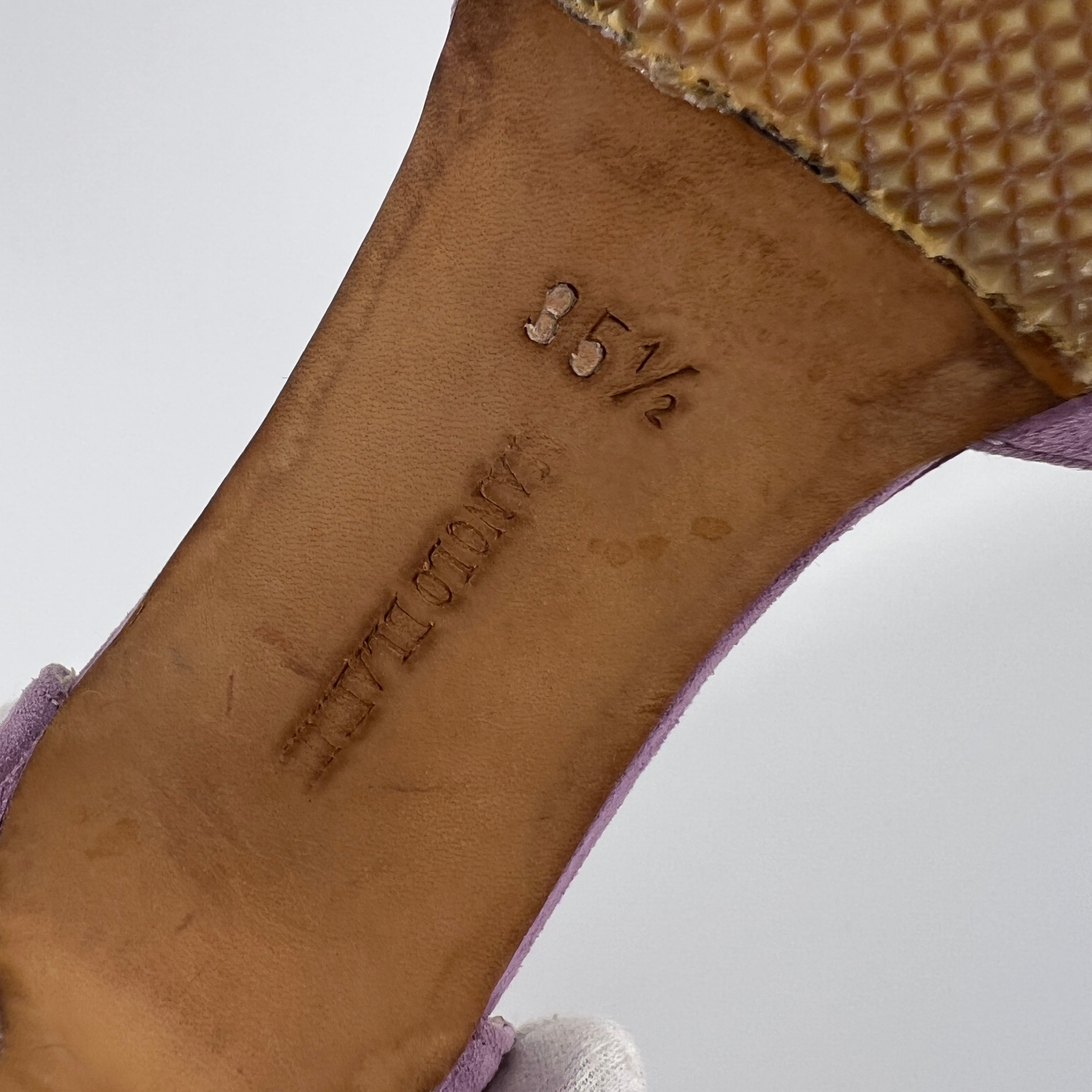 Manolo Blahnik | Purple Suede Leather D'Orsay Peep Toe Heels (35.5)