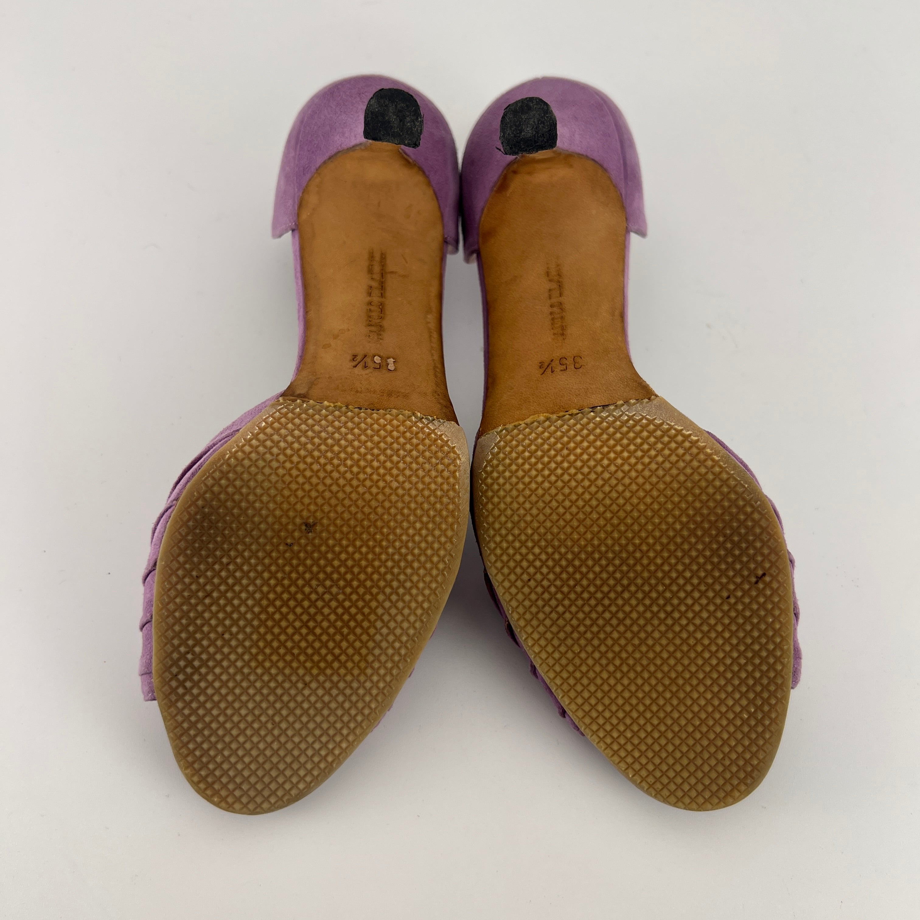 Manolo Blahnik | Purple Suede Leather D'Orsay Peep Toe Heels (35.5)