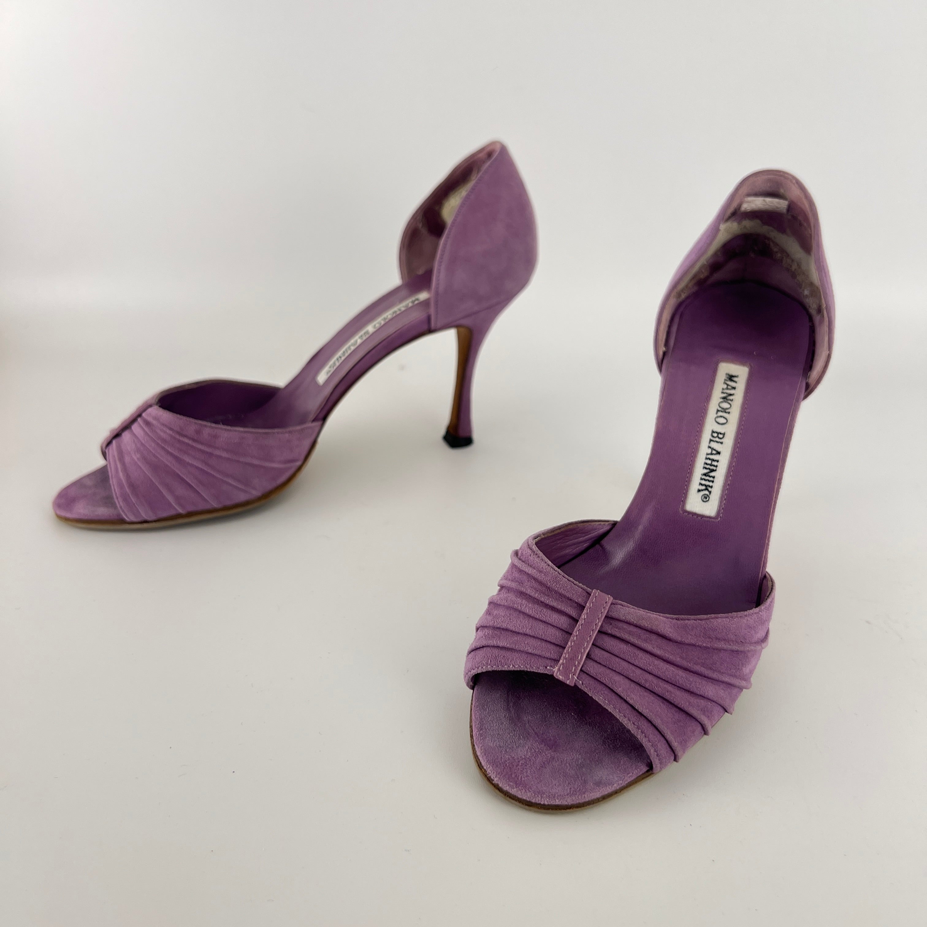 Manolo Blahnik | Purple Suede Leather D'Orsay Peep Toe Heels (35.5)