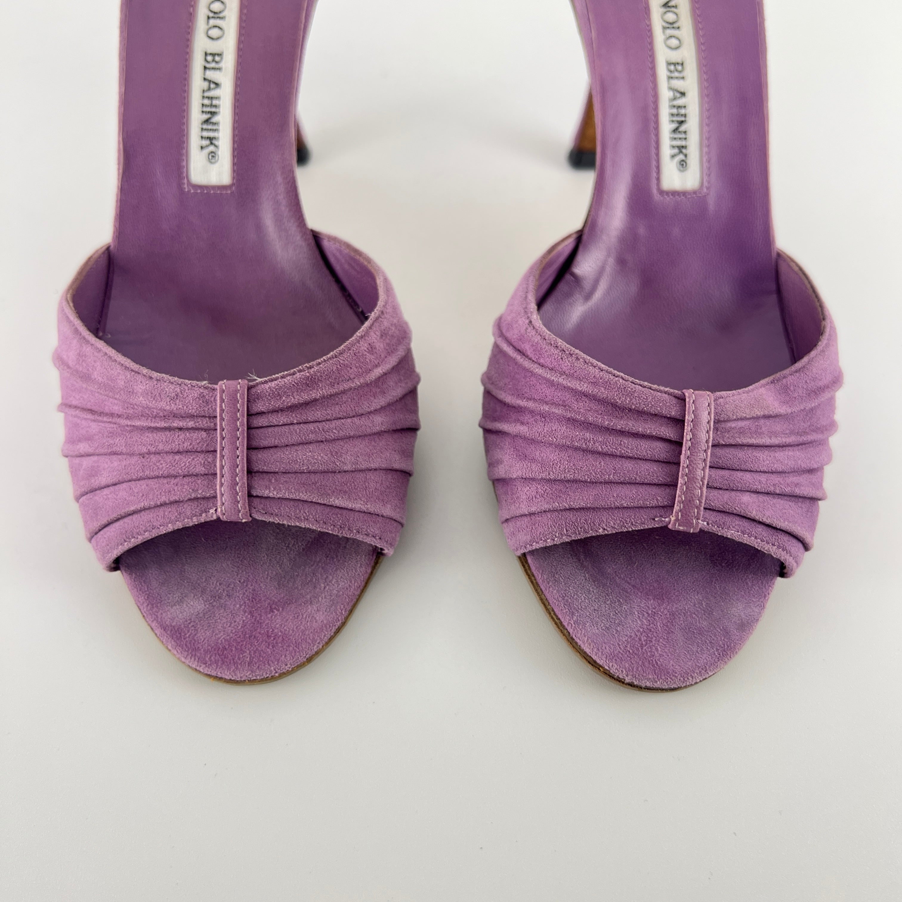 Manolo Blahnik | Purple Suede Leather D'Orsay Peep Toe Heels (35.5)