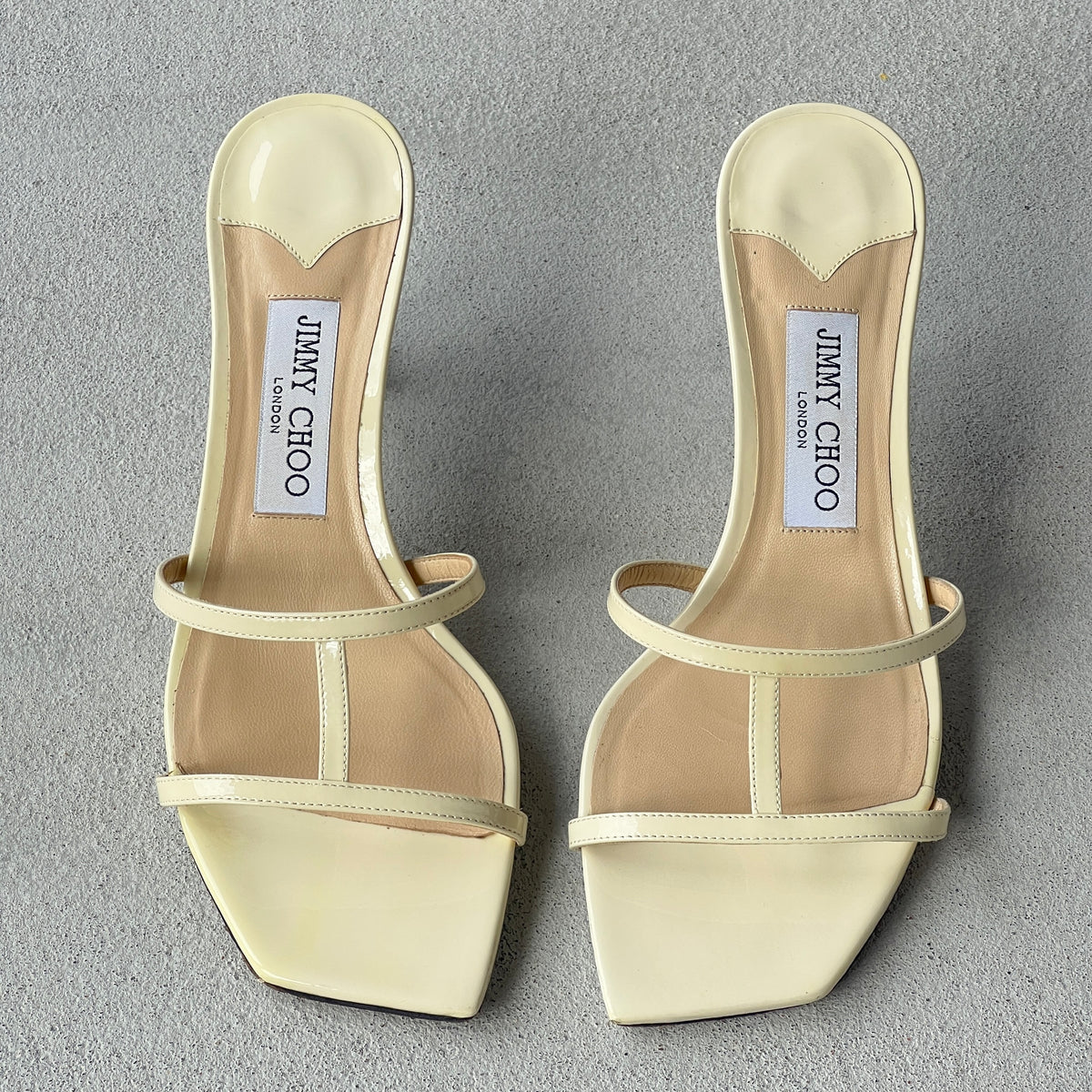 Jimmy Choo | Ria 65 White Patent Leather Strappy Slide Mules (38)