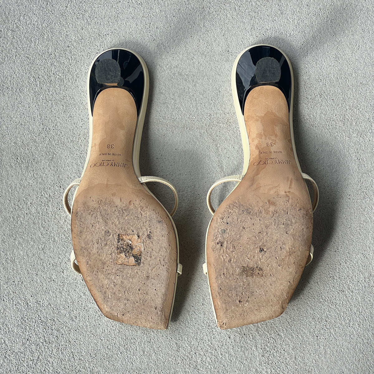 Jimmy Choo | Ria 65 White Patent Leather Strappy Slide Mules (38)