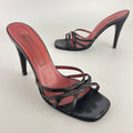 Sergio Rossi | Black Python Leather Strappy Sandal Slide Mules (38)
