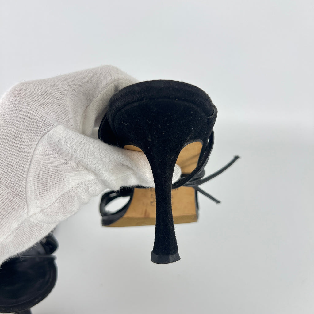 Manolo Blahnik | Black Suede Leather Cut-Out Ankle Lace Up Heels (35)