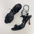 Manolo Blahnik | Black Suede Leather Cut-Out Ankle Lace Up Heels (35)
