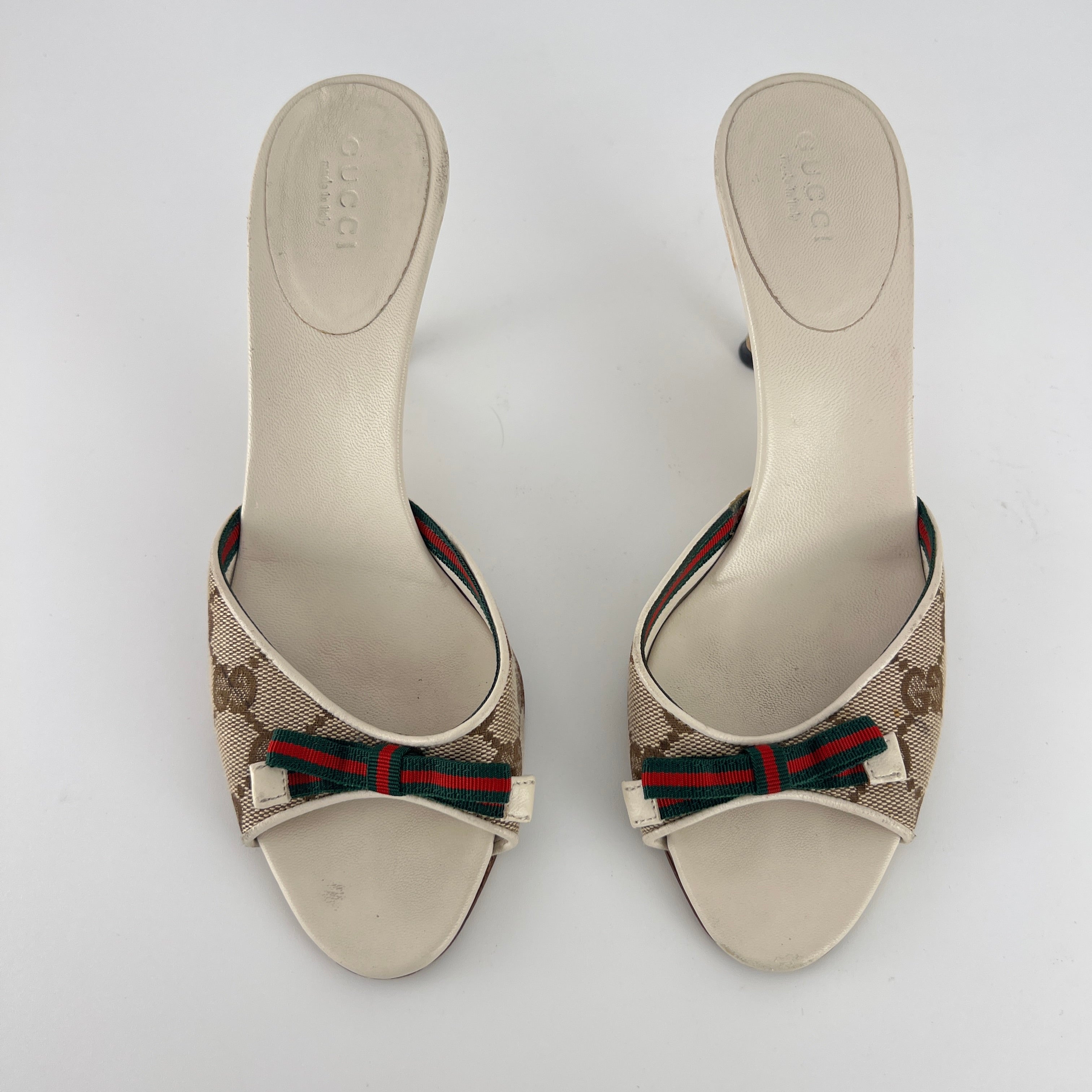 Gucci | Tom Ford Era GG Monogram Red Green Bow Mules (34.5)