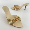 Gucci | Vintage Beige GG Monogram Bamboo Horse Bit Slide Sandal Mules (35.5)