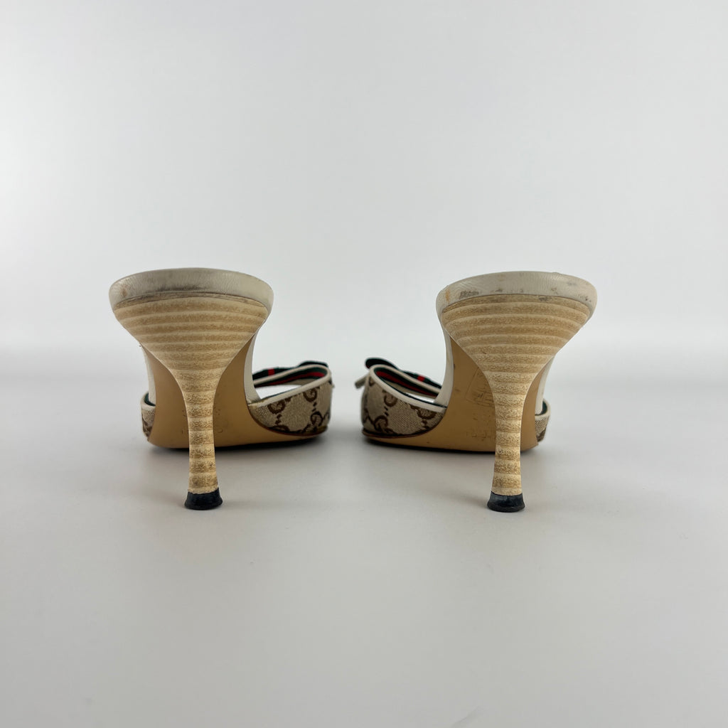 Gucci | Tom Ford Era GG Monogram Red Green Bow Mules (34.5)