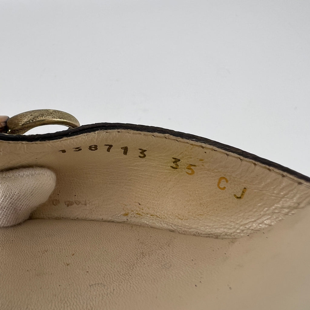Gucci | Vintage Beige GG Monogram Bamboo Horse Bit Slide Sandal Mules (35.5)