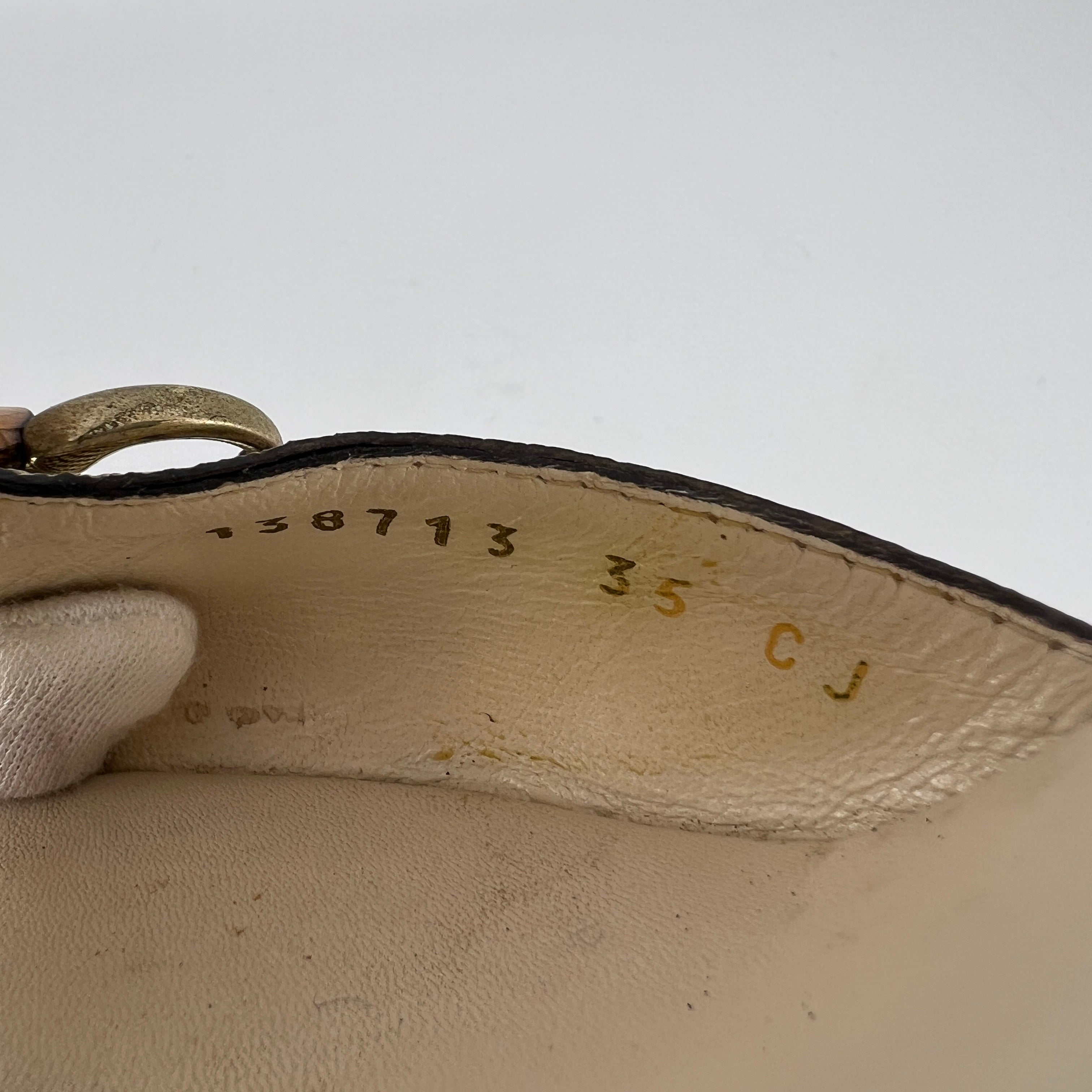 Gucci | Vintage Beige GG Monogram Bamboo Horse Bit Slide Sandal Mules (35.5)
