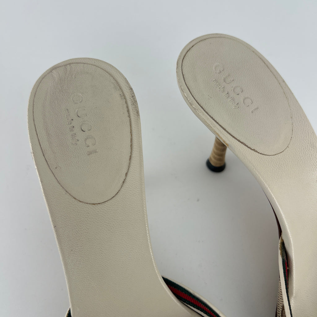 Gucci | Tom Ford Era GG Monogram Red Green Bow Mules (34.5)