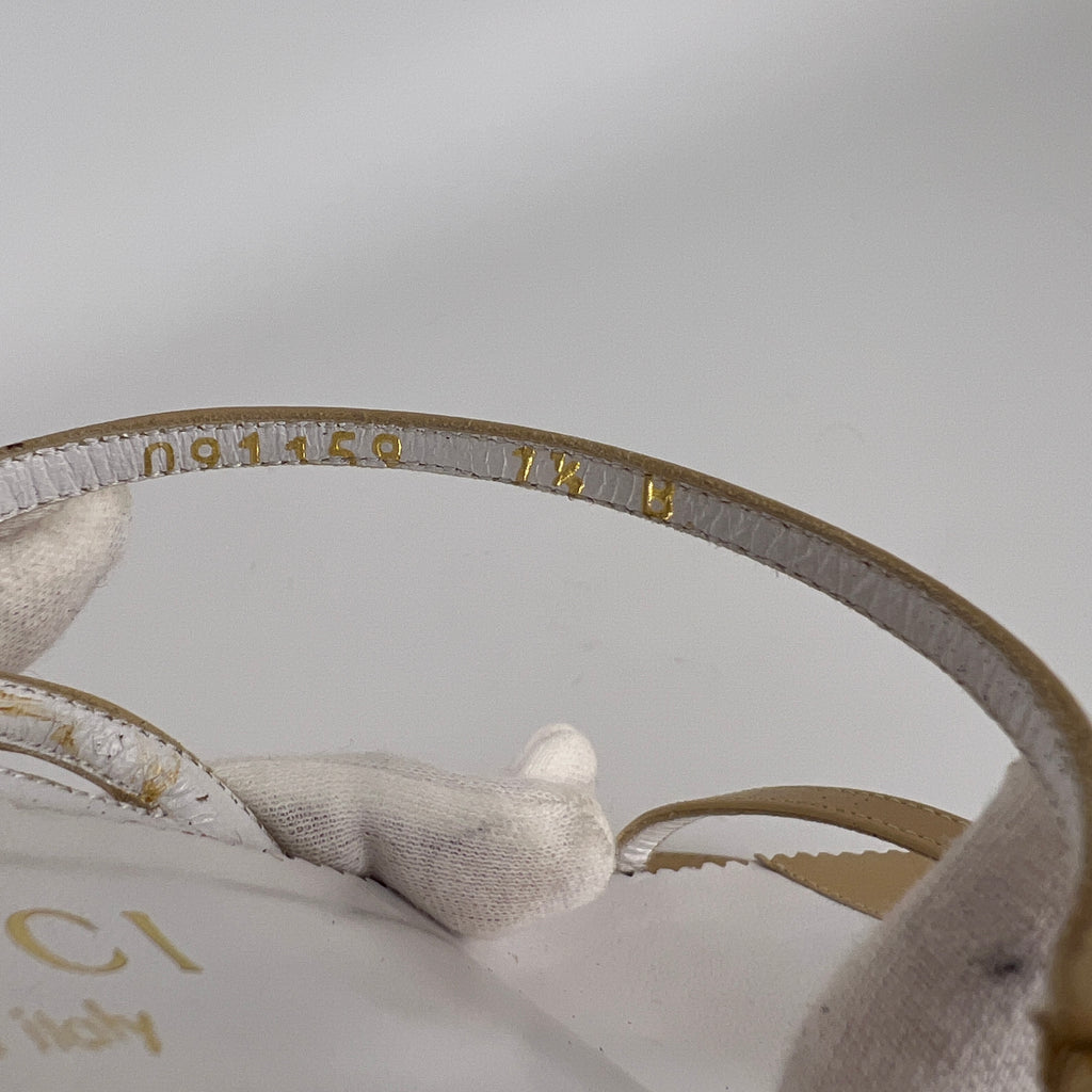 Gucci | Vintage Nude Leather Gold Studs Strappy Sandal Heels (7.5 , 37.5)