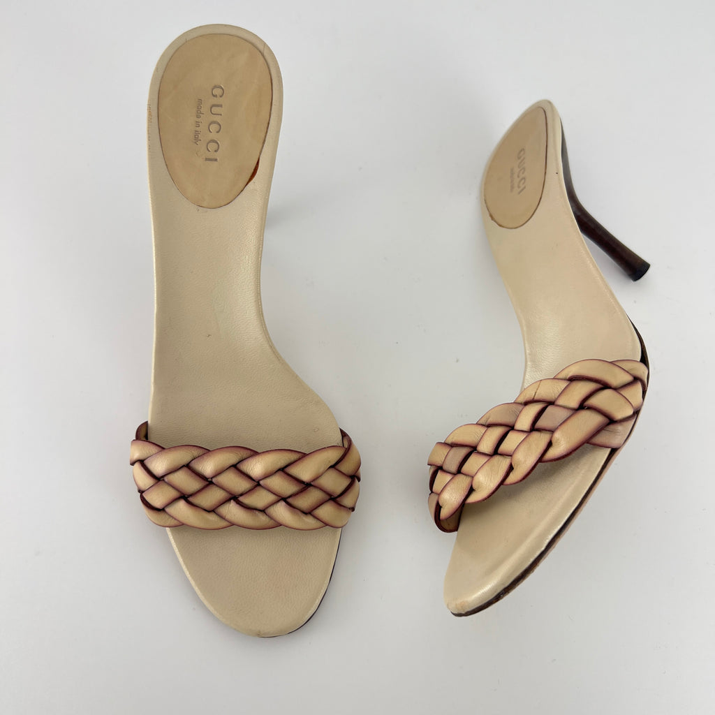 Gucci | Tom Ford Era Creme Leather Braided Strap Mule (36.5)