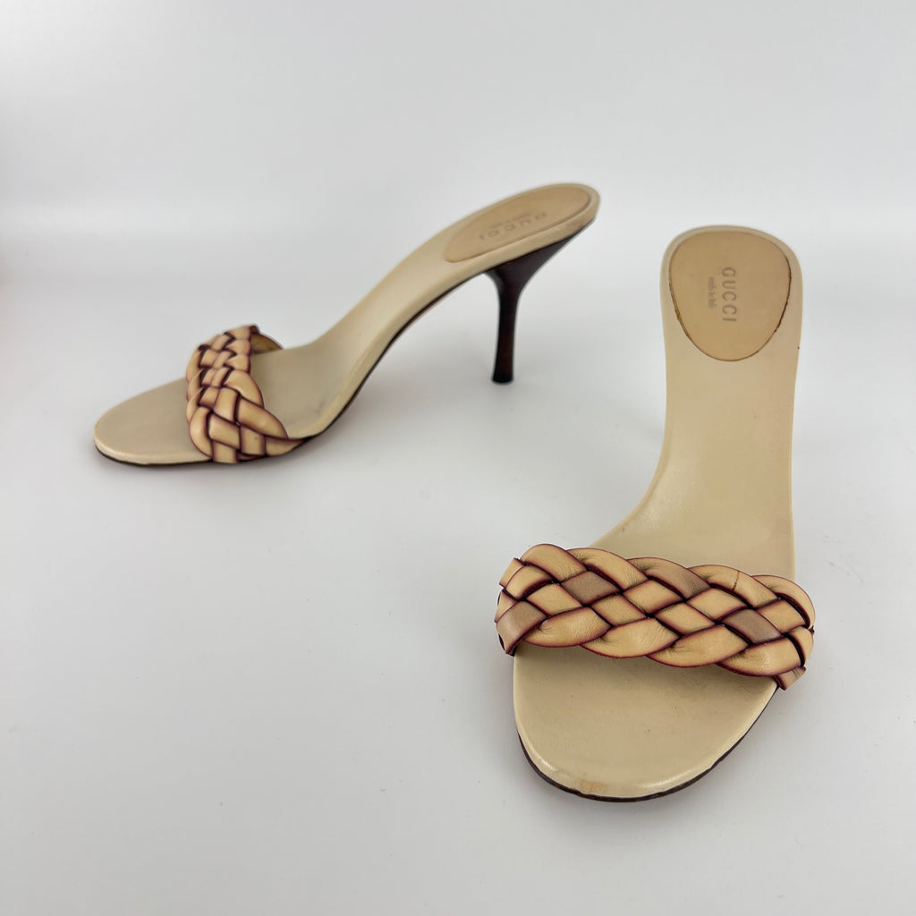 Gucci | Tom Ford Era Creme Leather Braided Strap Mule (36.5)