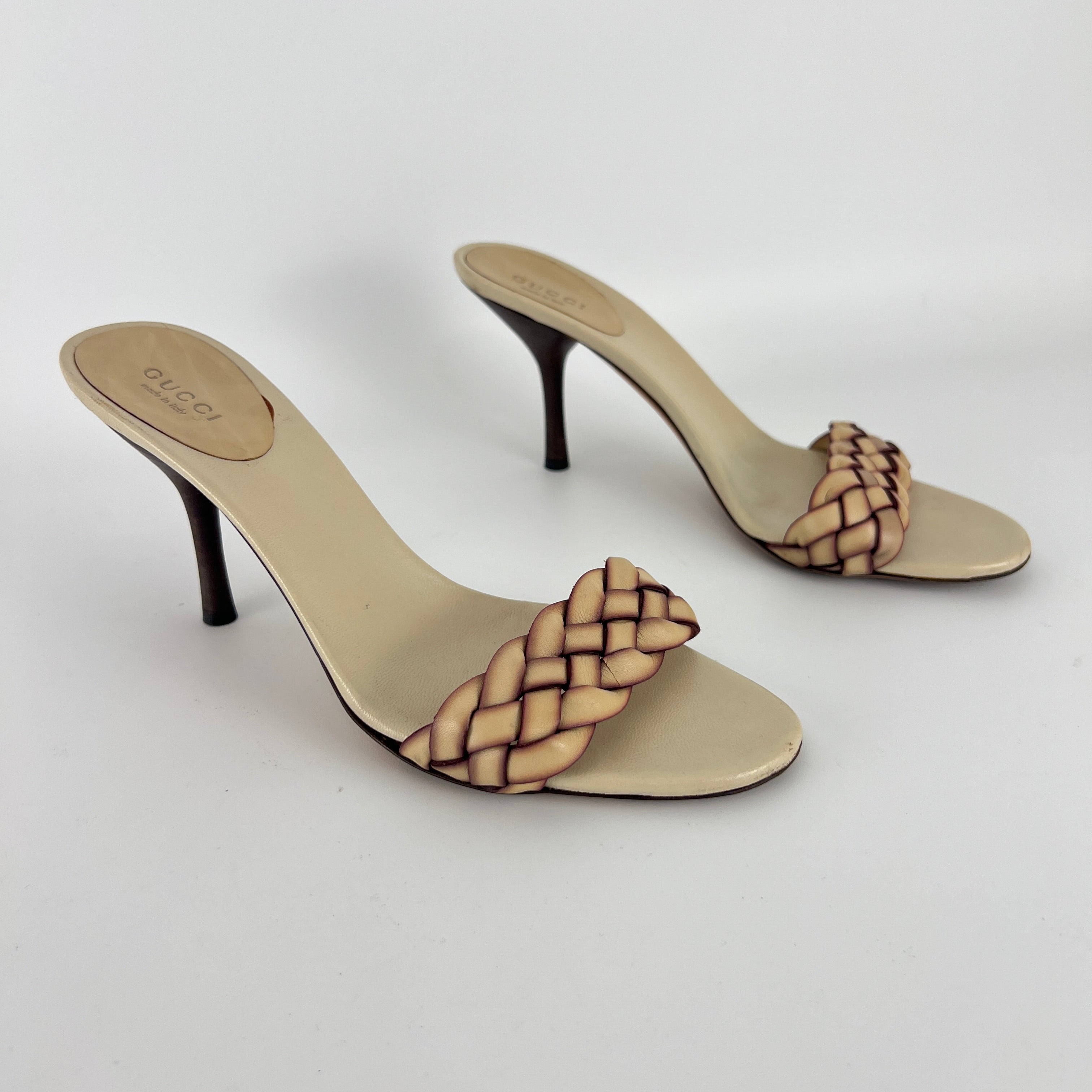 Gucci | Tom Ford Era Creme Leather Braided Strap Mule (36.5)