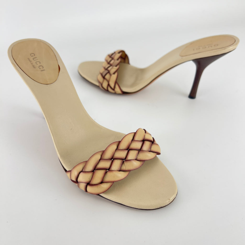 Gucci | Tom Ford Era Creme Leather Braided Strap Mule (36.5)