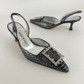 Manolo Blahnik | Vintage Snake Leather Jewel Buckle Pointed Toe Slingback Heels (36)