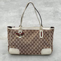 Gucci | Vintage GG Monogram Canvas Cream Leather Shoulder Bag Medium