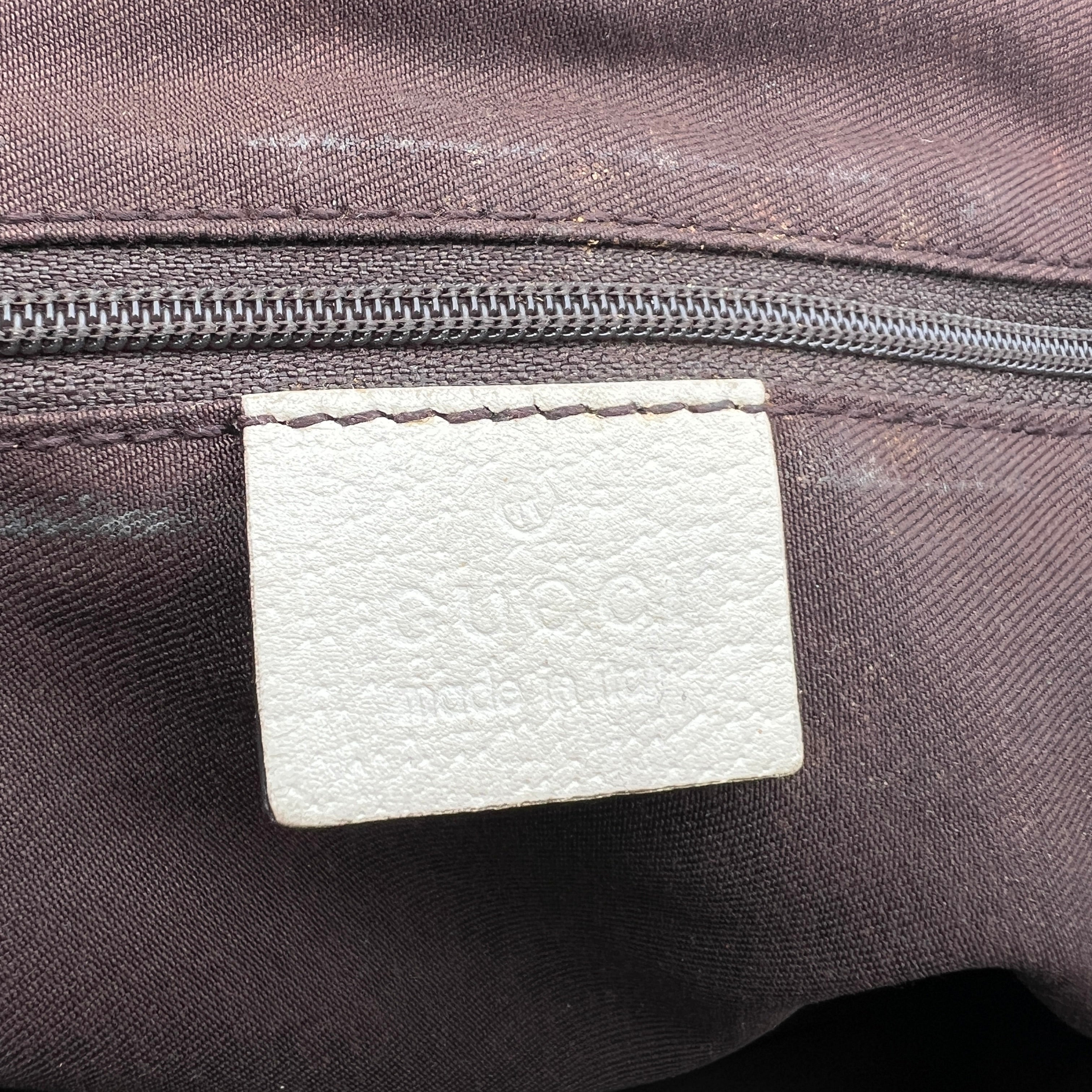 Gucci | Vintage GG Monogram Canvas Cream Leather Shoulder Bag Medium