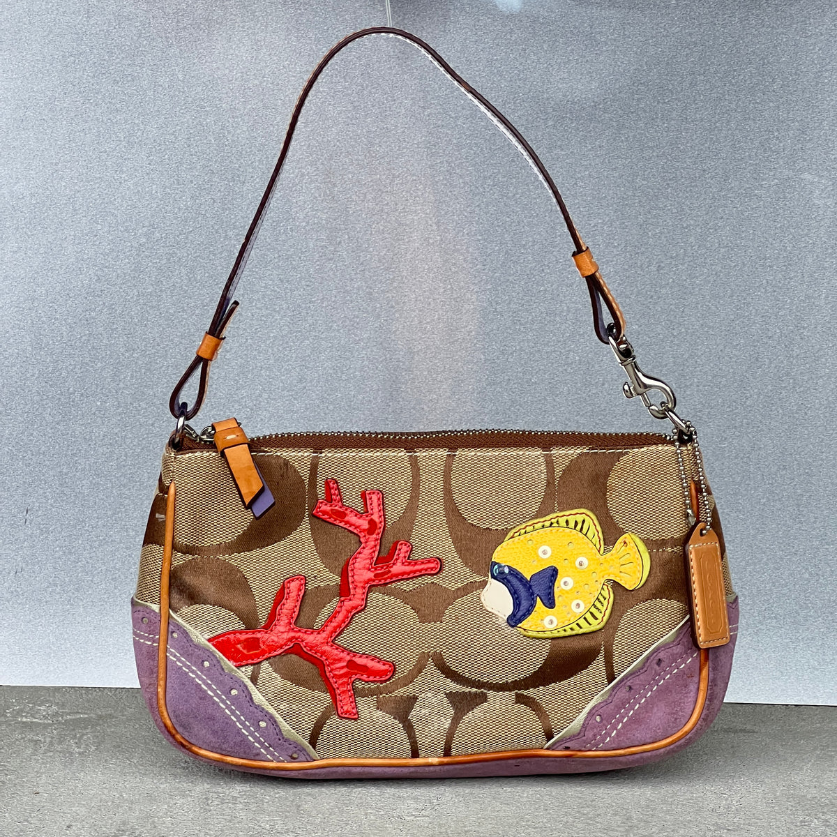Coach | Y2K Limited Edition Ocean Coral Fish Applique Sequin CC Monogram Signature Shoulder Bag
