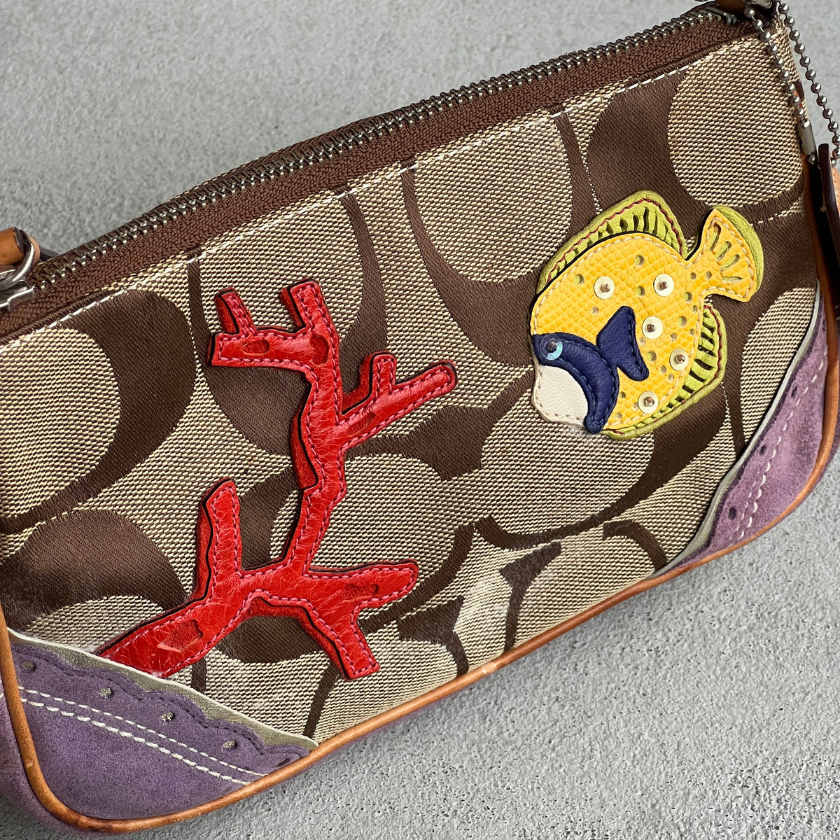 Coach | Y2K Limited Edition Ocean Coral Fish Applique Sequin CC Monogram Signature Shoulder Bag