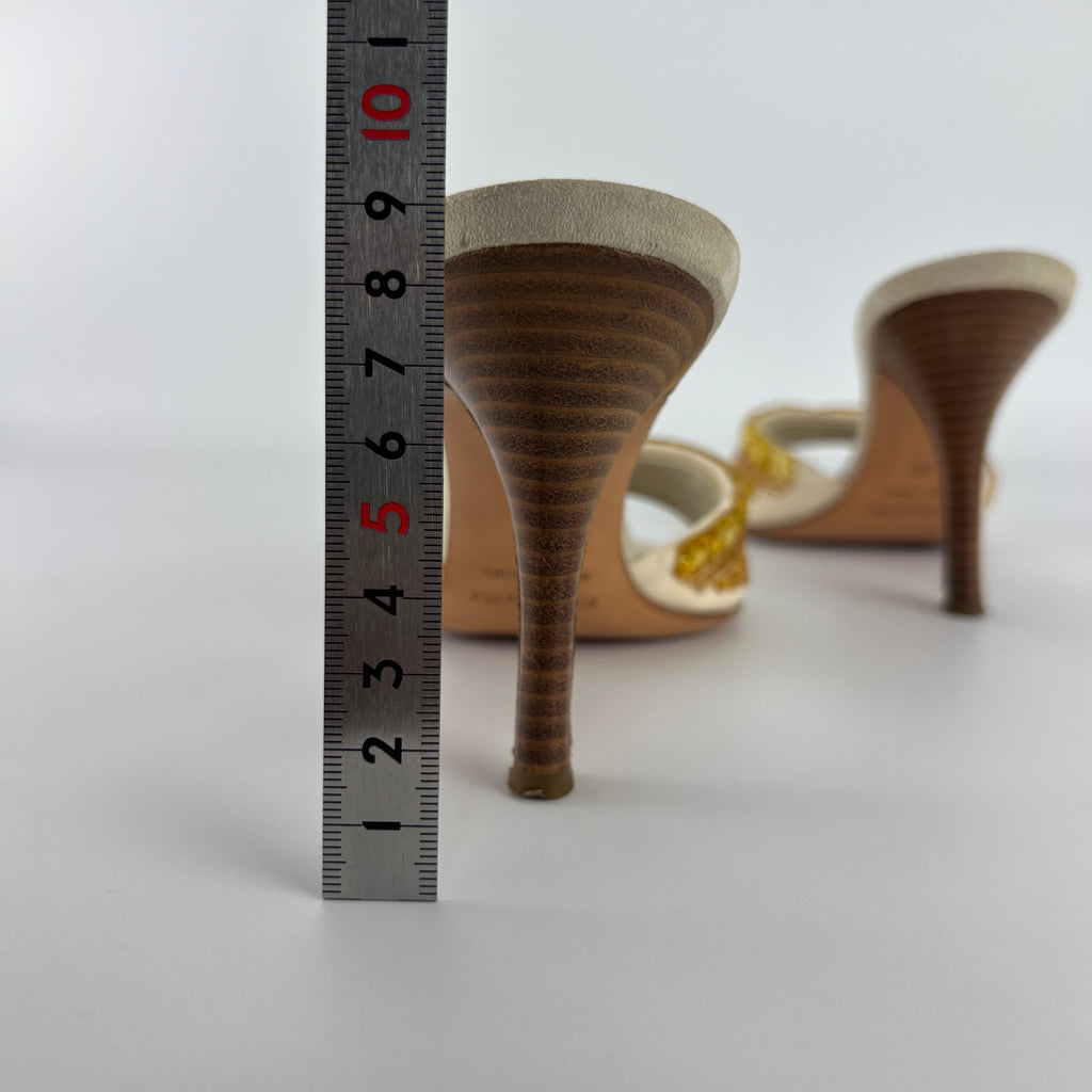 Bruno Magli | Gold Sequin Beading Stiletto Slide Mules (35)
