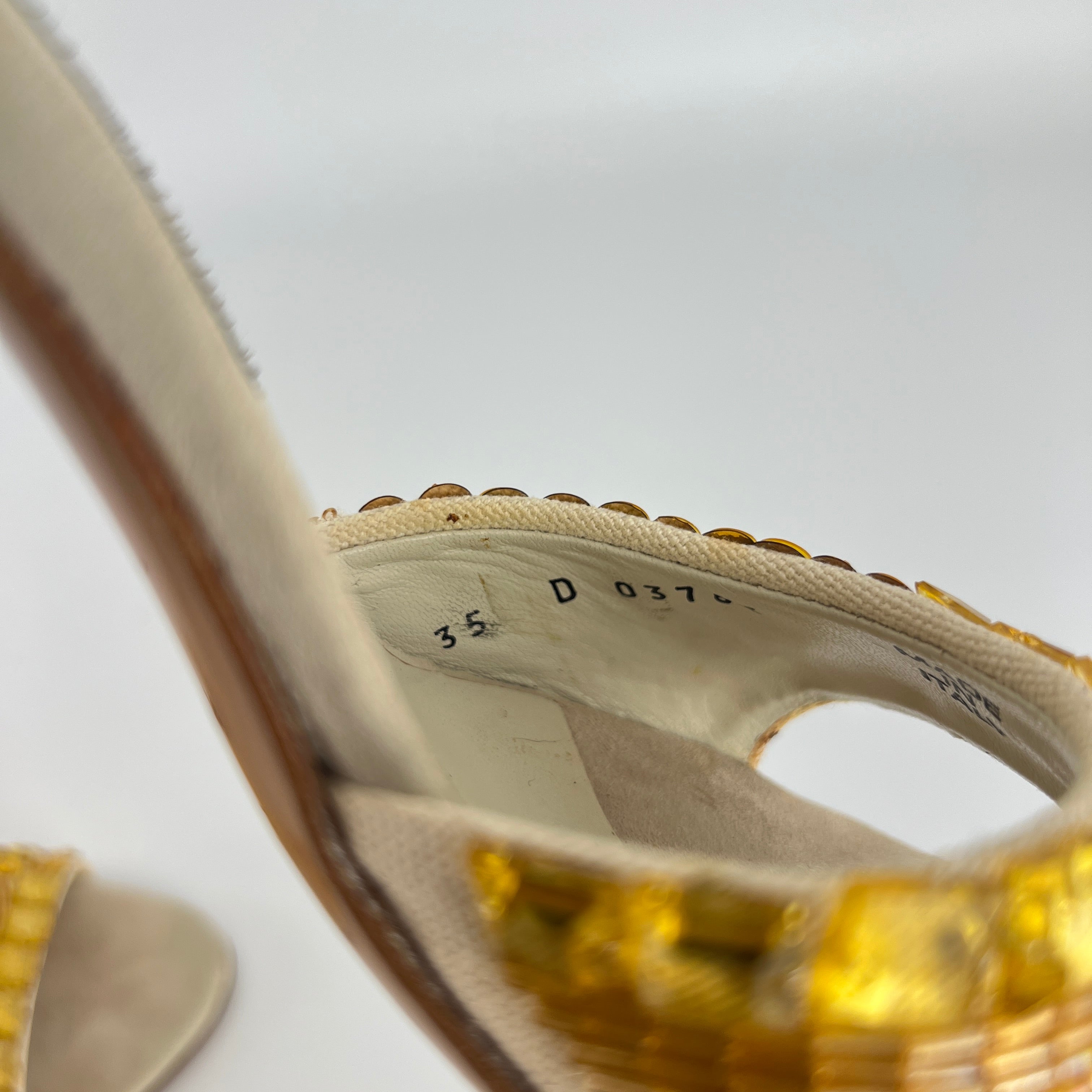 Bruno Magli | Gold Sequin Beading Stiletto Slide Mules (35)