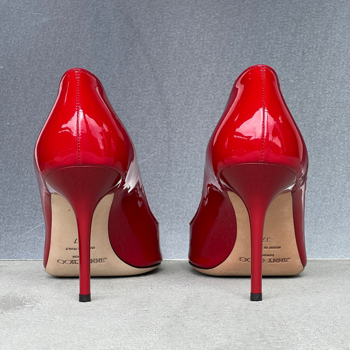 Jimmy Choo | Oona Red Patent Leather Bow Cut-Out Stiletto Pumps (37)