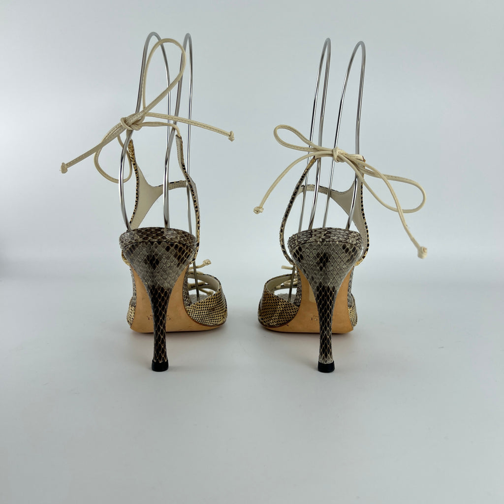 Gucci | Vintage Snake Leather Bow Tie Sandal Stiletto Heels (34.5)