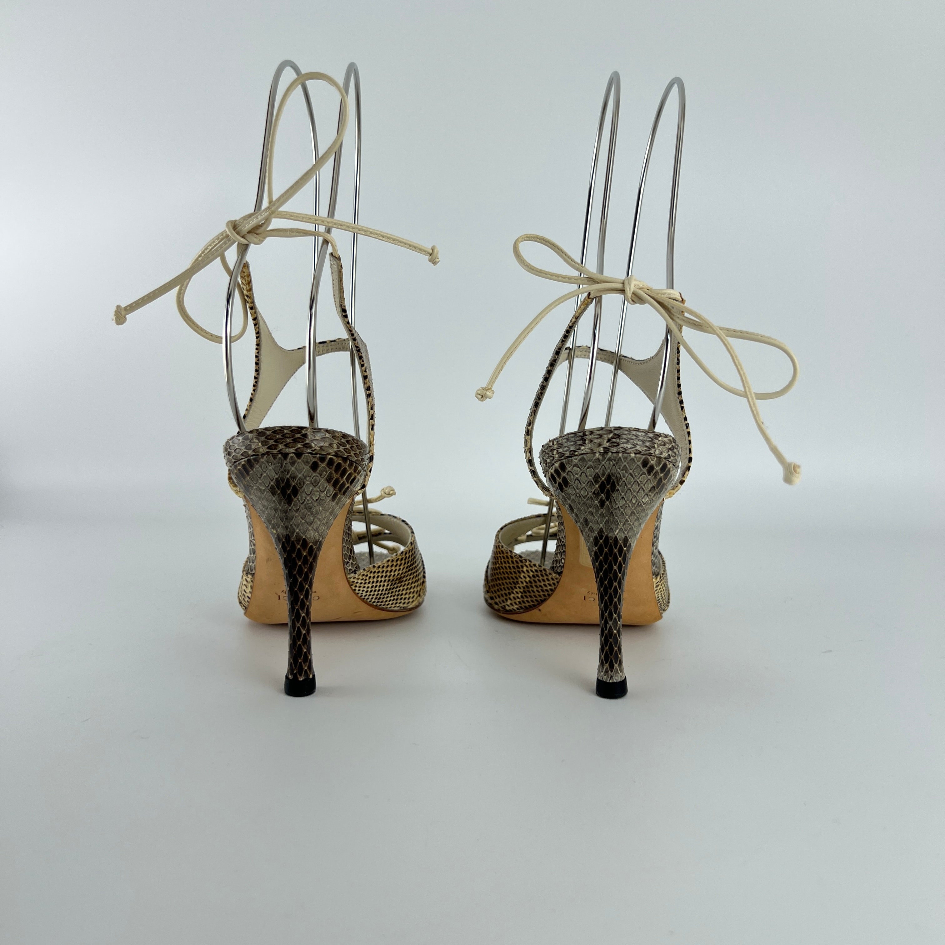Gucci | Vintage Snake Leather Bow Tie Sandal Stiletto Heels (34.5)