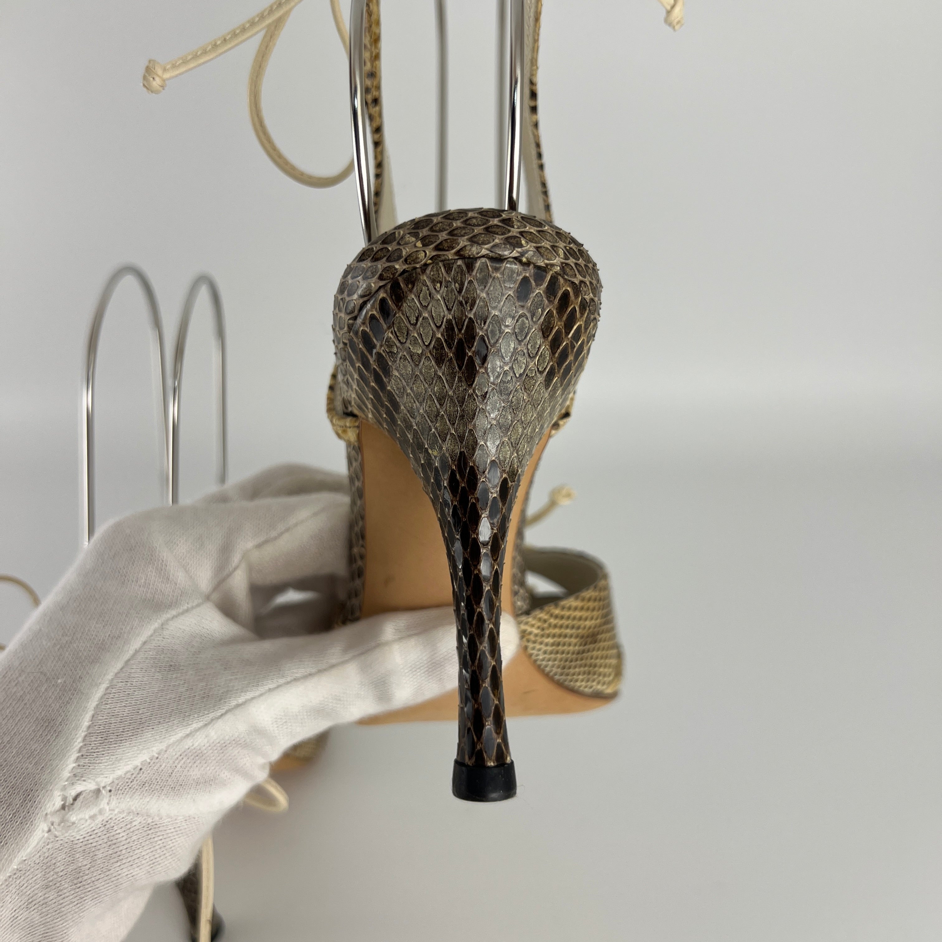 Gucci | Vintage Snake Leather Bow Tie Sandal Stiletto Heels (34.5)
