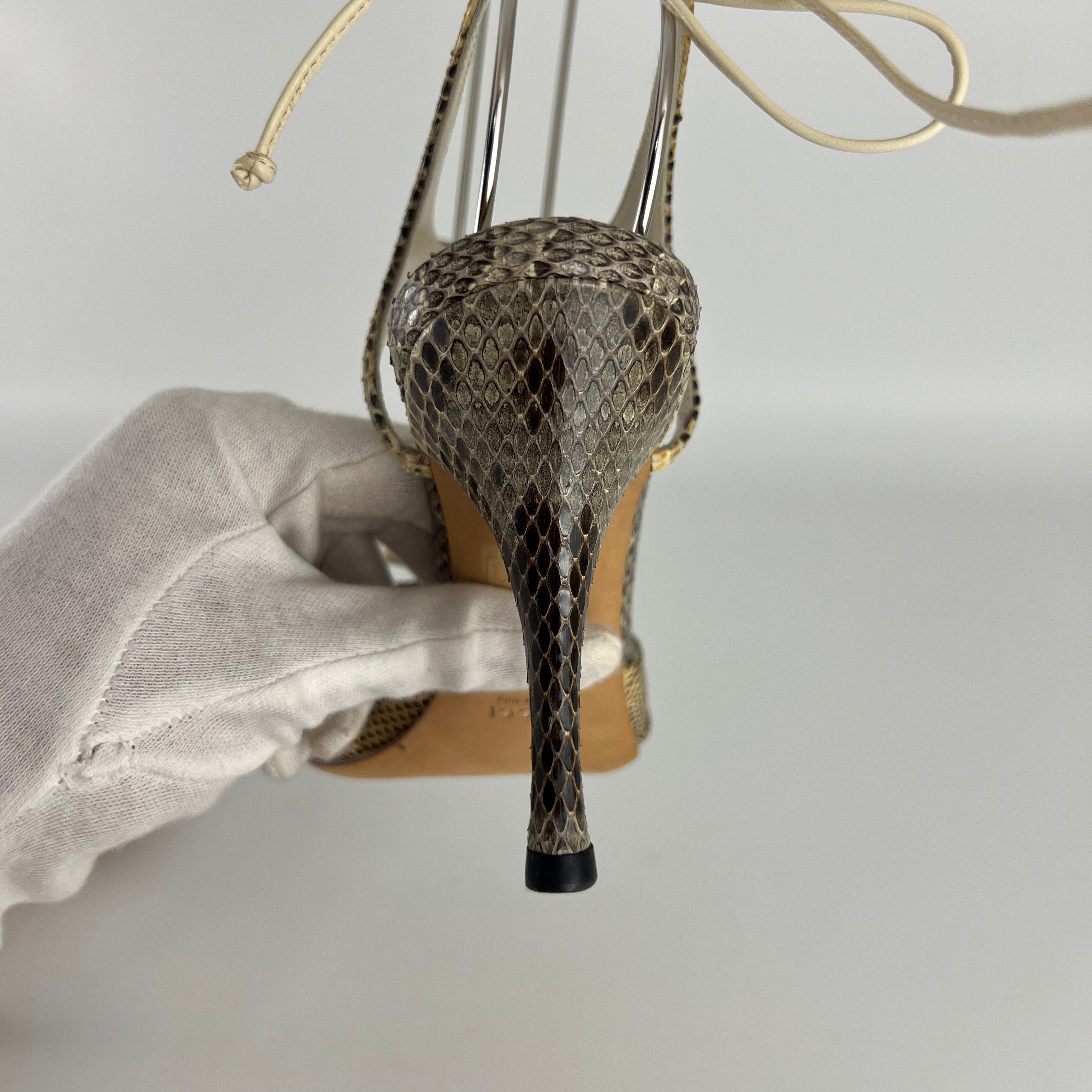 Gucci | Vintage Snake Leather Bow Tie Sandal Stiletto Heels (34.5)