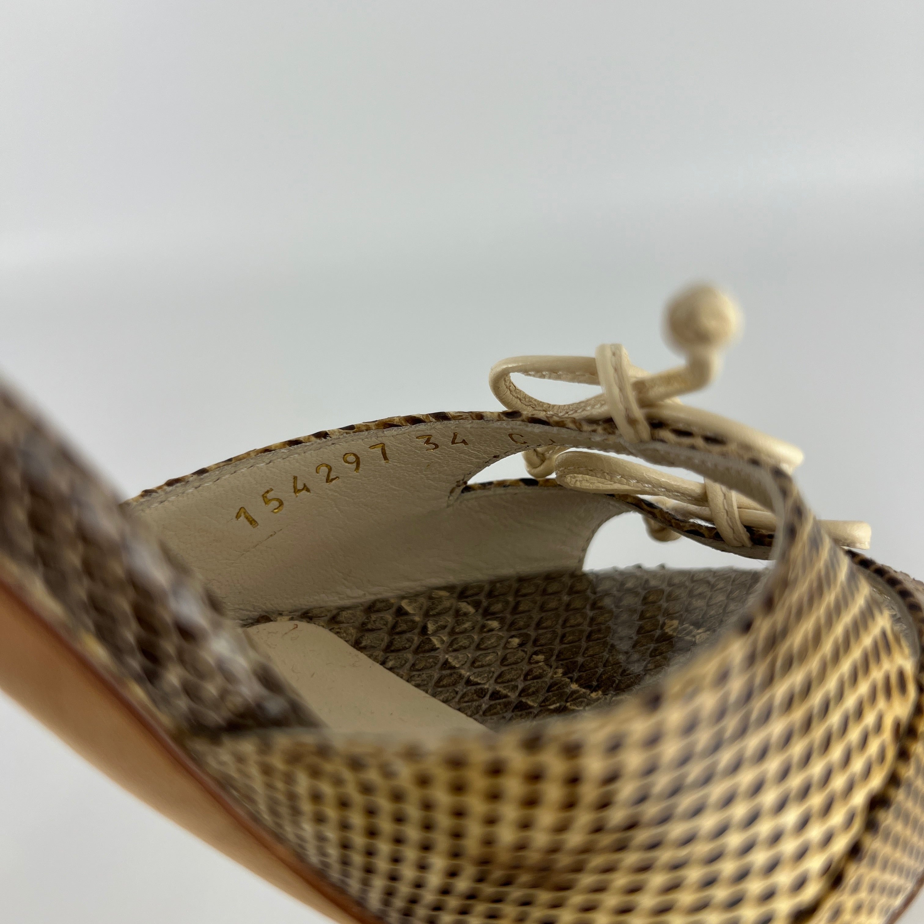 Gucci | Vintage Snake Leather Bow Tie Sandal Stiletto Heels (34.5)