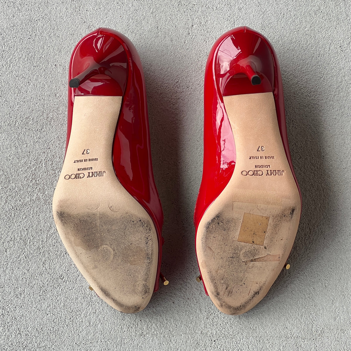 Jimmy Choo | Oona Red Patent Leather Bow Cut-Out Stiletto Pumps (37)