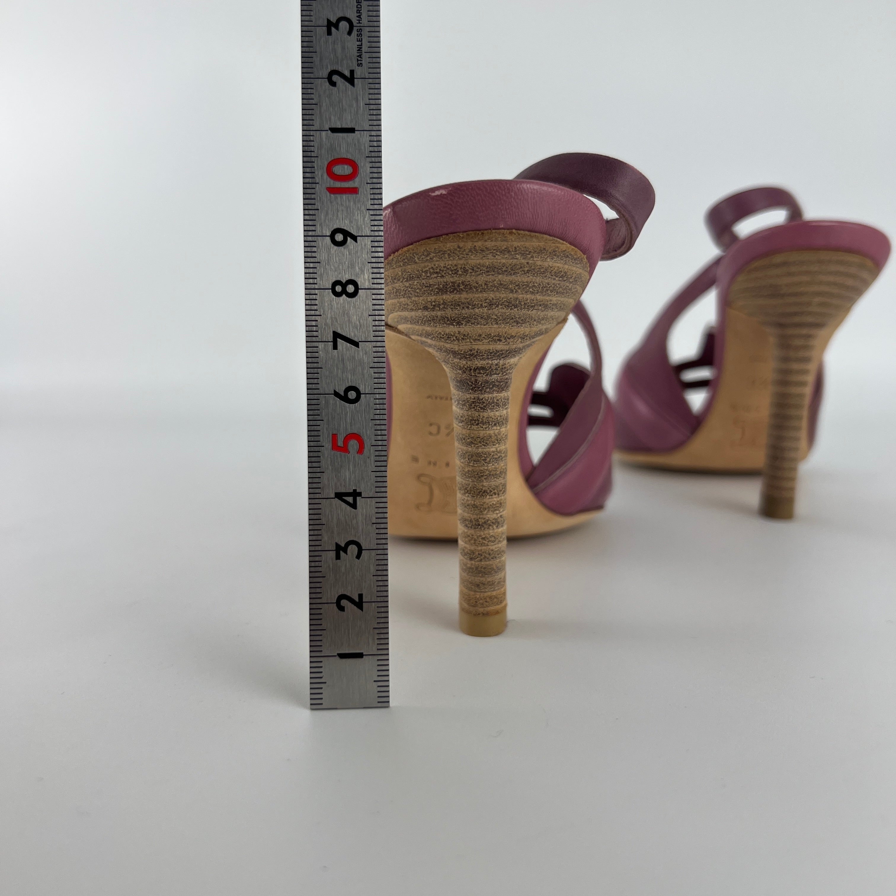 Celine| Pink Leather Geometric Sandal Slingback Heels (36.5)