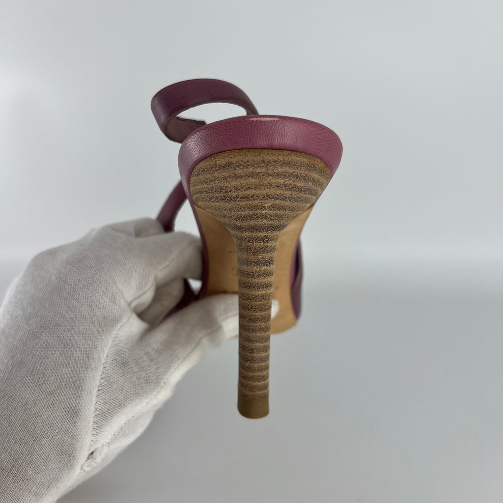 Celine| Pink Leather Geometric Sandal Slingback Heels (36.5)