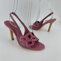 Celine| Pink Leather Geometric Sandal Slingback Heels (36.5)