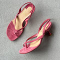 Louboutin | Taralita 55 Pink Suede Leather Thong Slingback Sandal Heels (36)