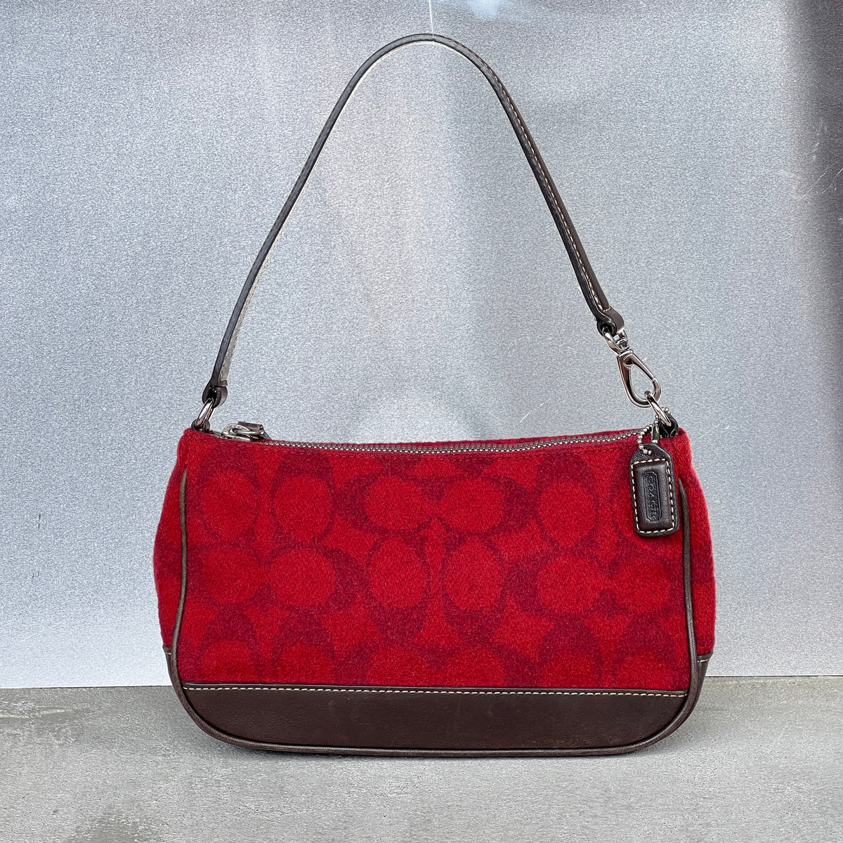 Coach | Rare Y2K Cherry Red Jacquard CC Monogram Signature Shoulder Bag