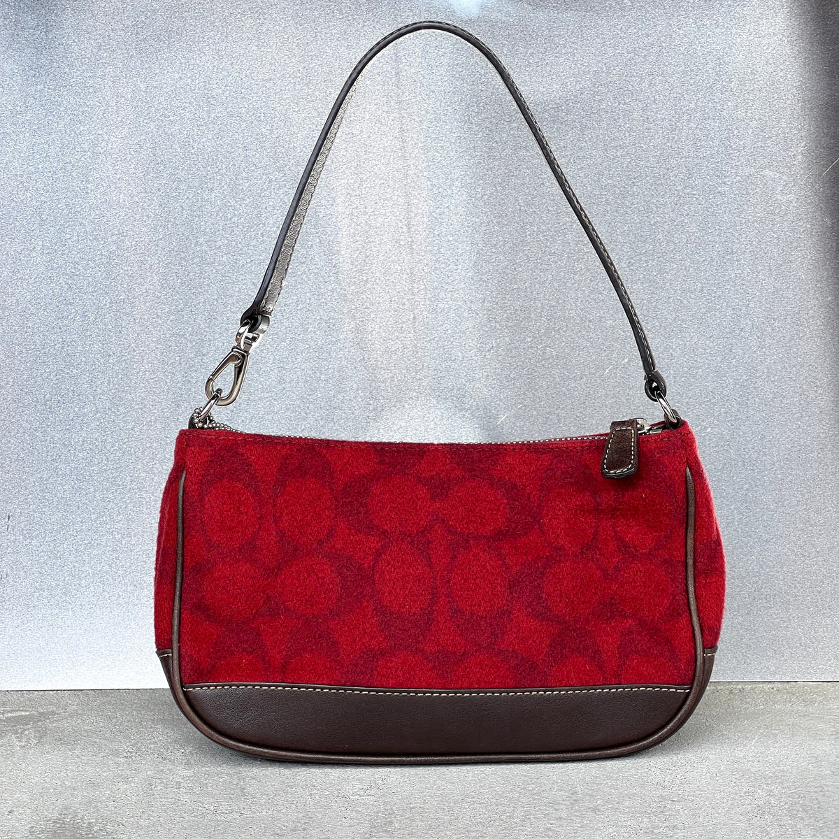 Coach | Rare Y2K Cherry Red Jacquard CC Monogram Signature Shoulder Bag
